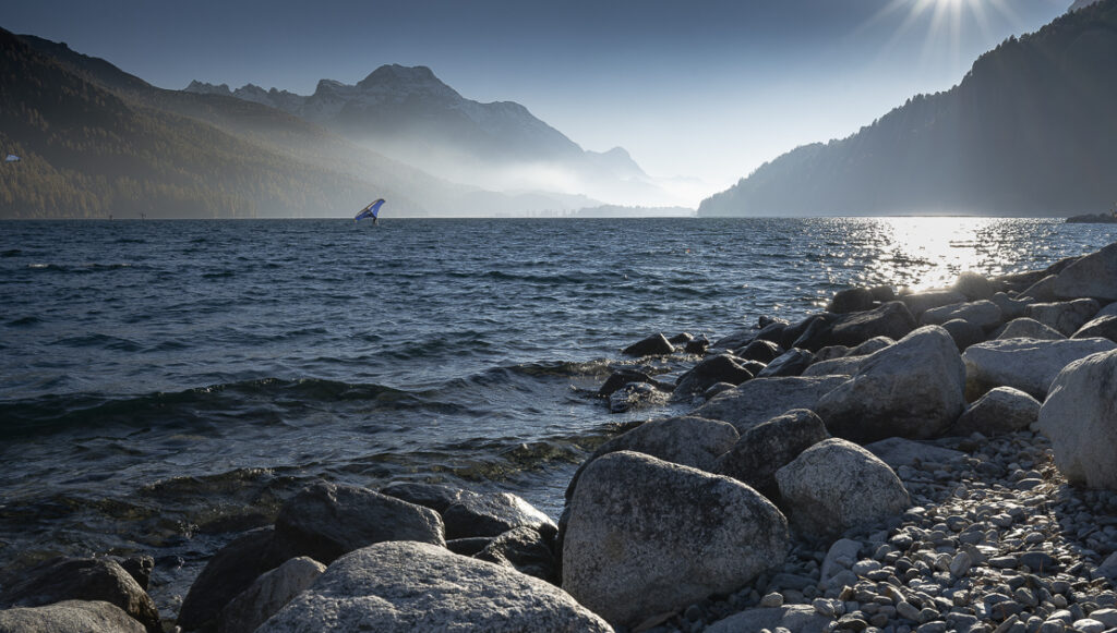 Kitesurfer auf dem Silvaplanasee